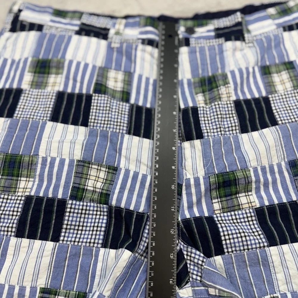 Tommy Hilfiger Shorts Mens 42 Blue Green Patchwork Madras Plaid Preppy Summer - Picture 7 of 11